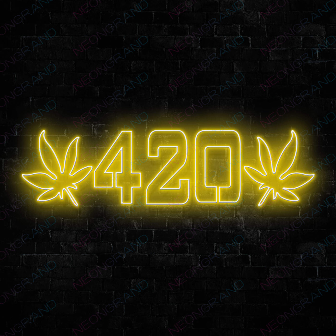 Cannabis 420 Weed Neon Sign Led Light yellow