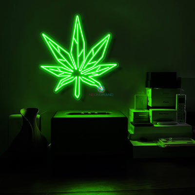Neon Green Weed Leaf Cannabis Sign Led Light