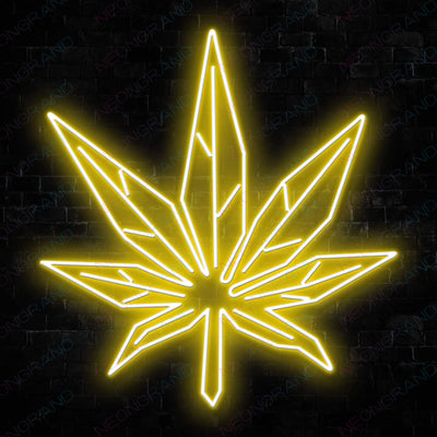 Cannabis Leaf Weed Neon Sign Led Light Yellow
