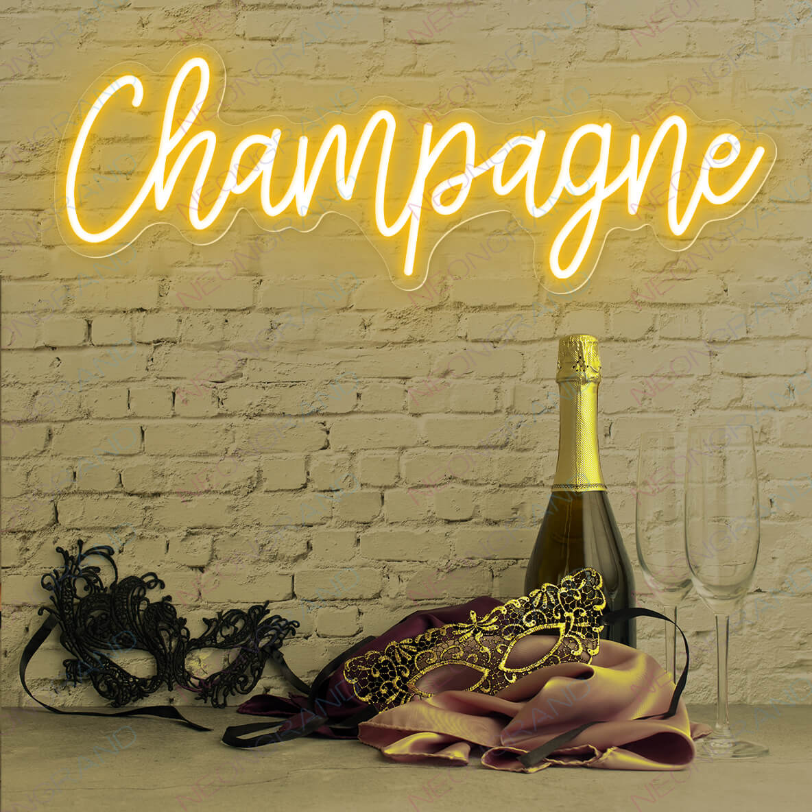 Champagne Neon Sign orange yellow