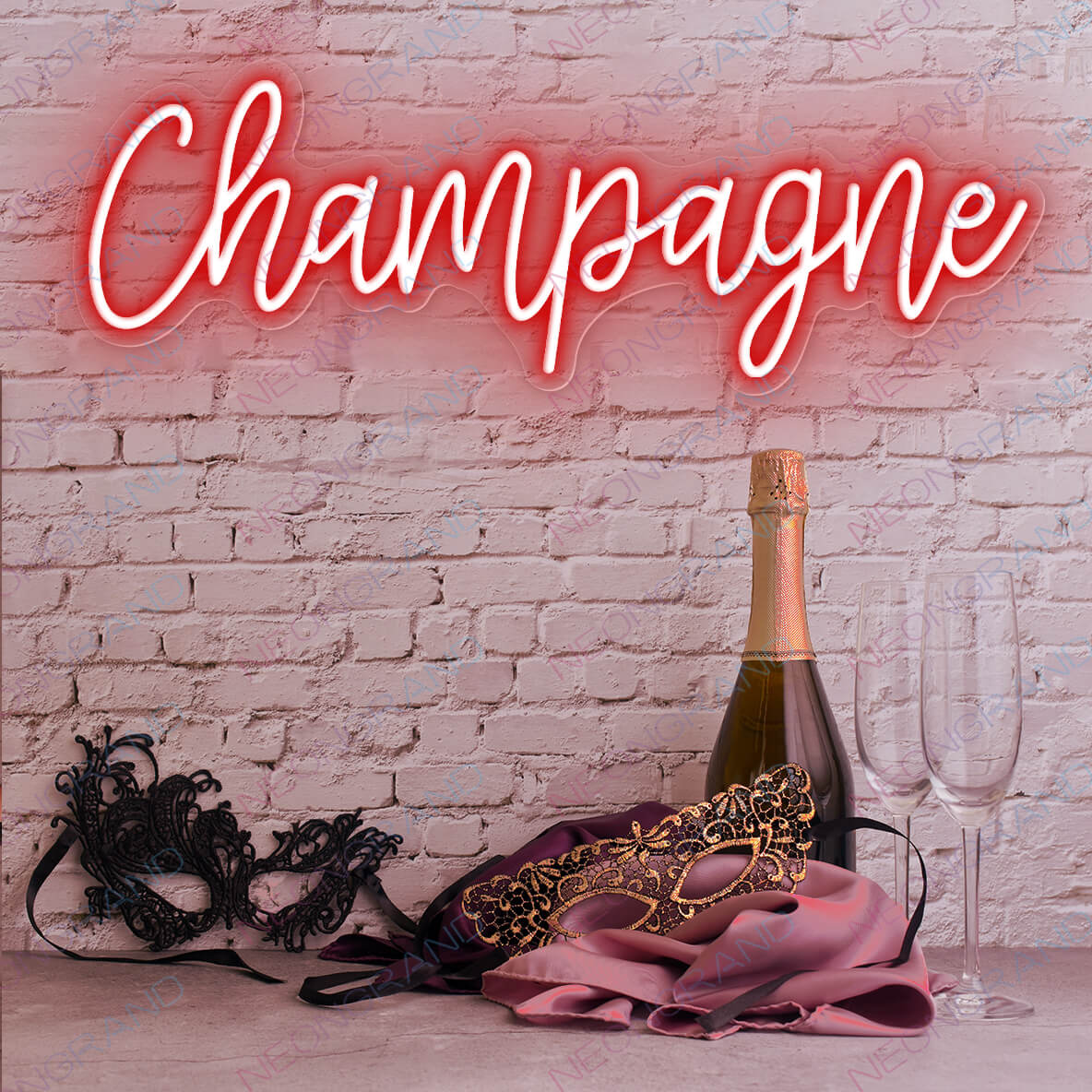 Champagne Neon Sign red