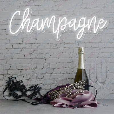 Champagne Neon Sign white