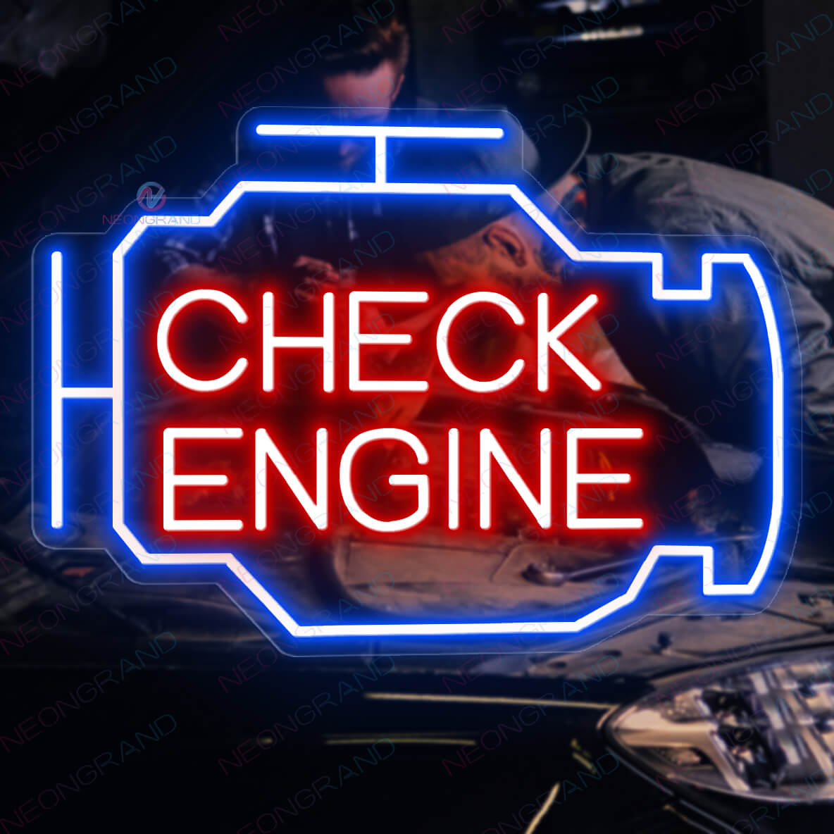 Check Engine Light Neon Sign Garage Neon Led Sign - NeonGrand