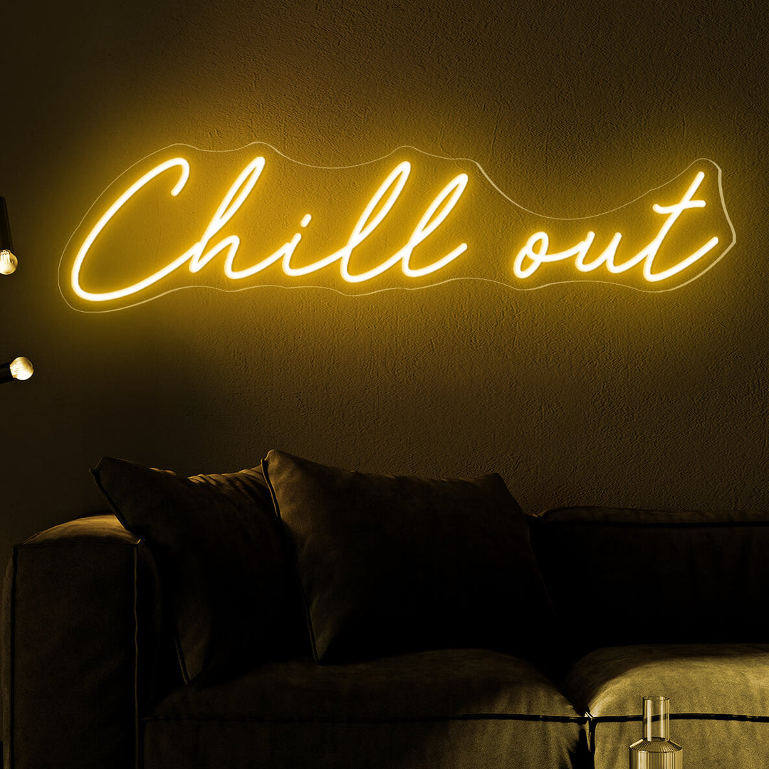 Bright Cool Blue “Chill Out” LED Night Light Room store Wall Decoration