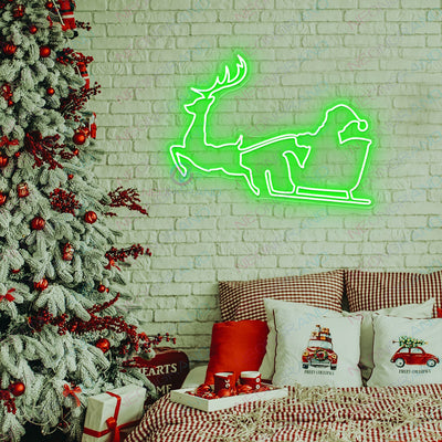 Christmas Neon Lights Santa Reindeer Led Sign green