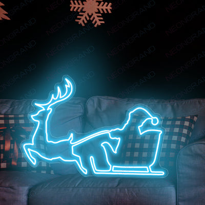 Christmas Neon Lights Santa Reindeer Led Sign light blue wm