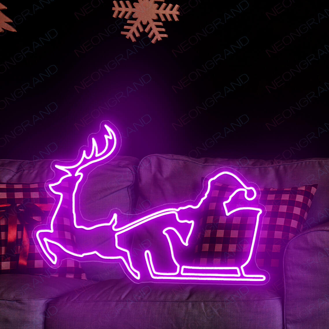 Christmas Neon Lights Santa Reindeer Led Sign purple wm