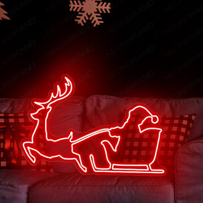 Christmas Neon Lights Santa Reindeer Led Sign red wm