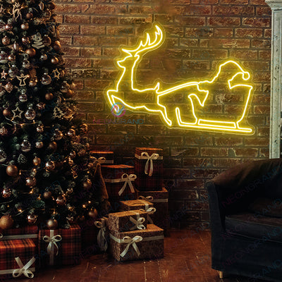 Christmas Neon Lights Santa Reindeer Led Sign yellow