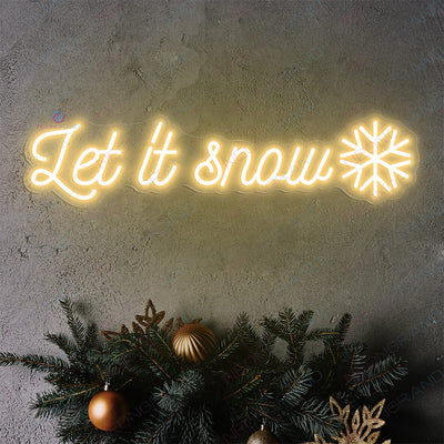 Christmas Neon Sign Let It Snow Xmas Led Light LightYellow