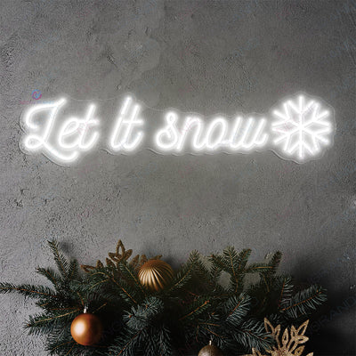 Christmas Neon Sign Let It Snow Xmas Led Light white