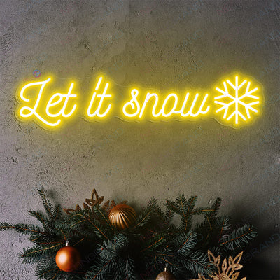 Christmas Neon Sign Let It Snow Xmas Led Light Yellow