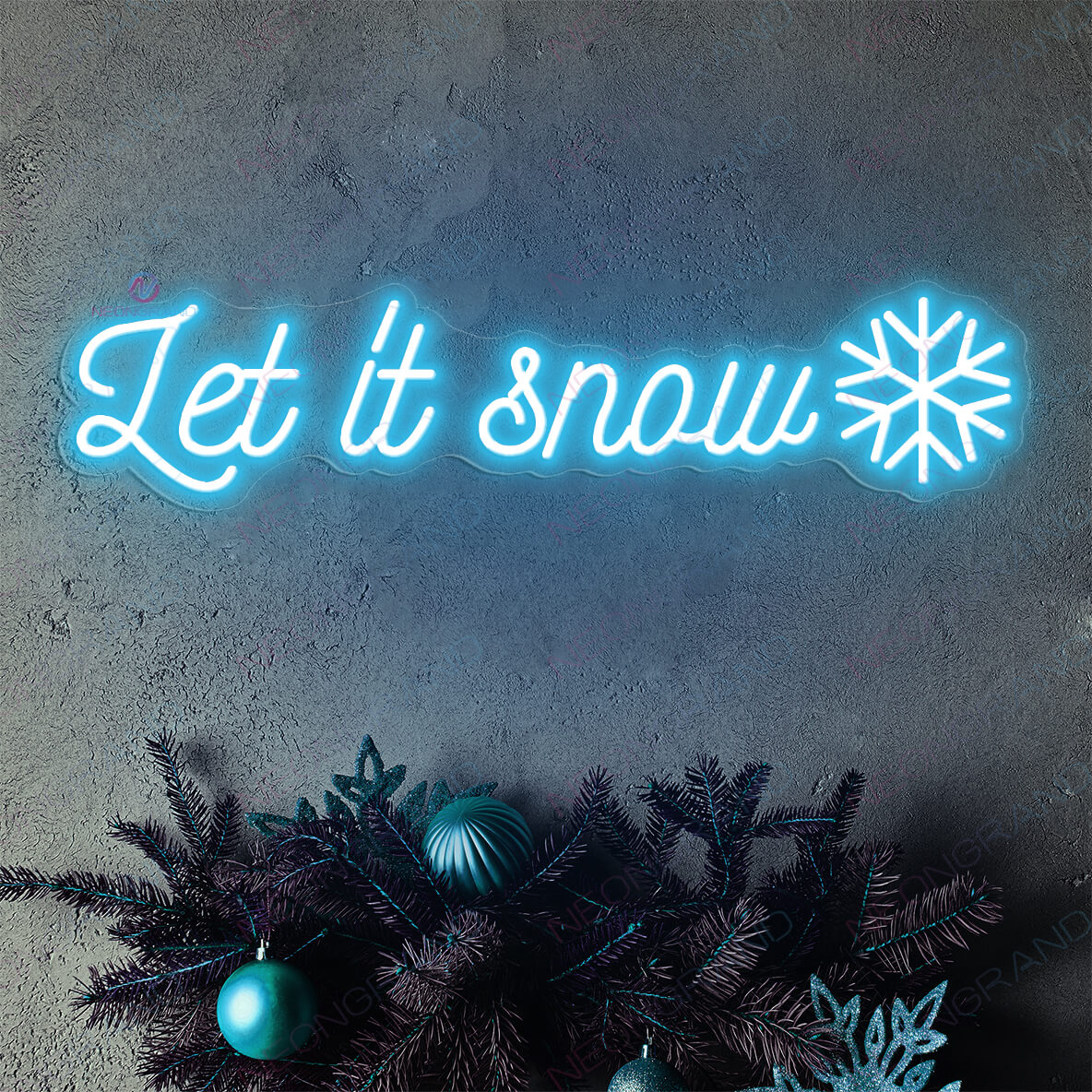 Christmas Neon Sign Let It Snow Xmas Led Light SkyBlue