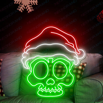 Christmas Neon Sign Skull Face Led Light green wm