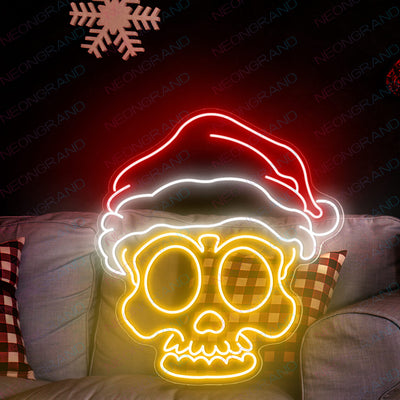 Christmas Neon Sign Skull Face Led Light orange yellow wm