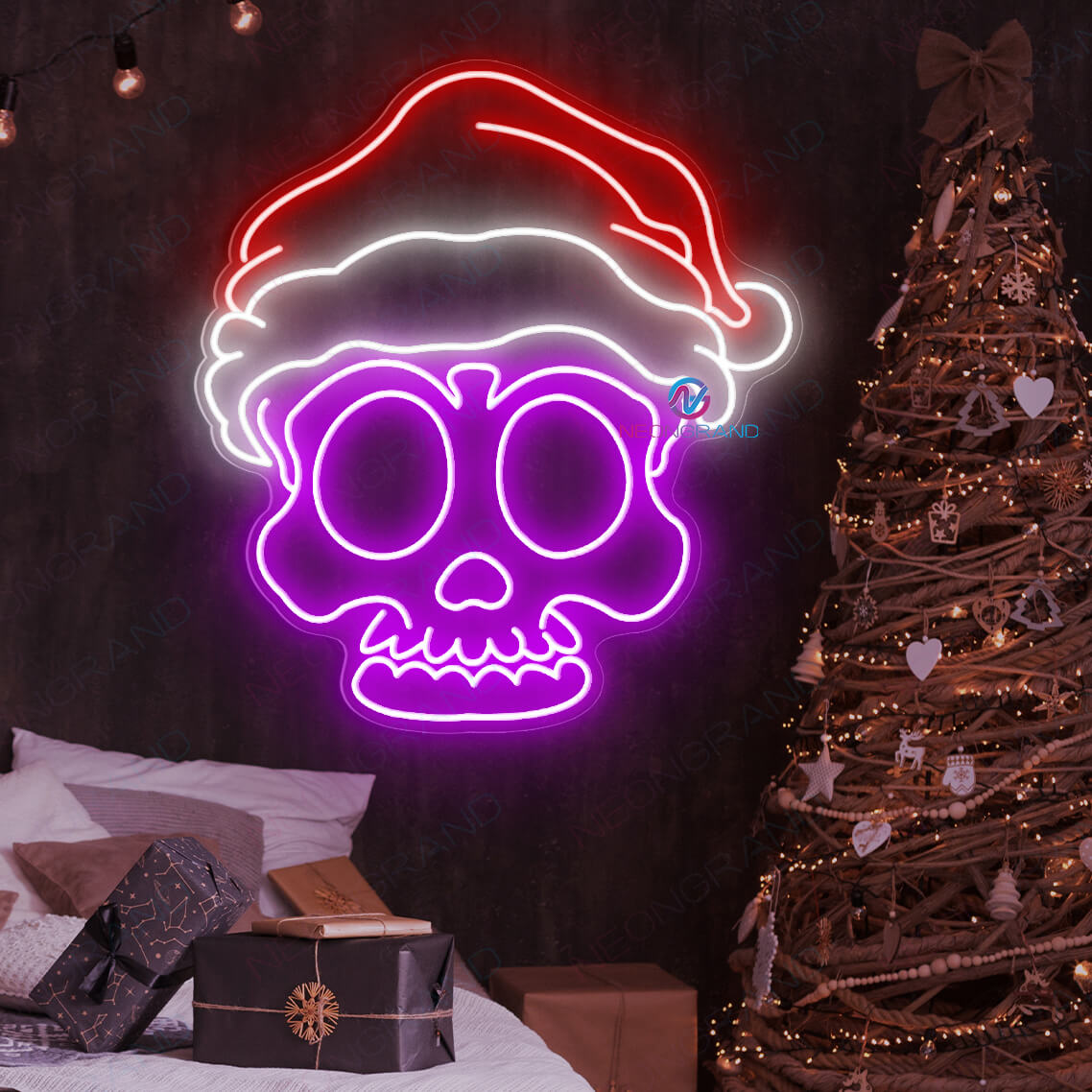 Christmas Neon Sign Skull Face Led Light purple