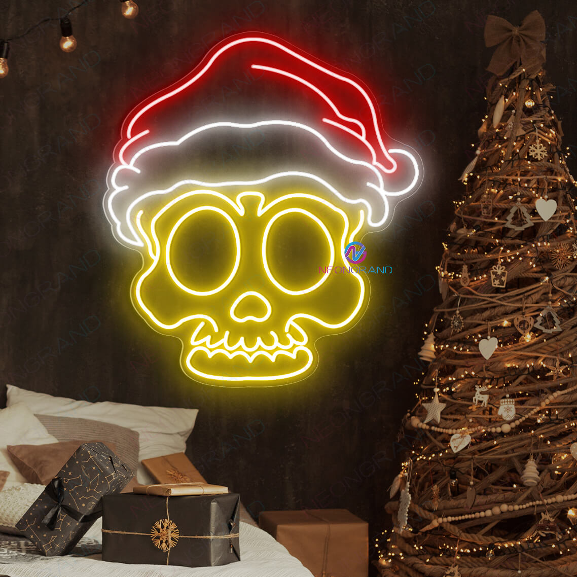 Christmas Neon Sign Skull Face Led Light yellow