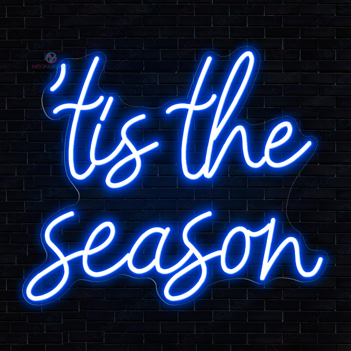 Christmas Neon Sign Tis The Season Led Light blue