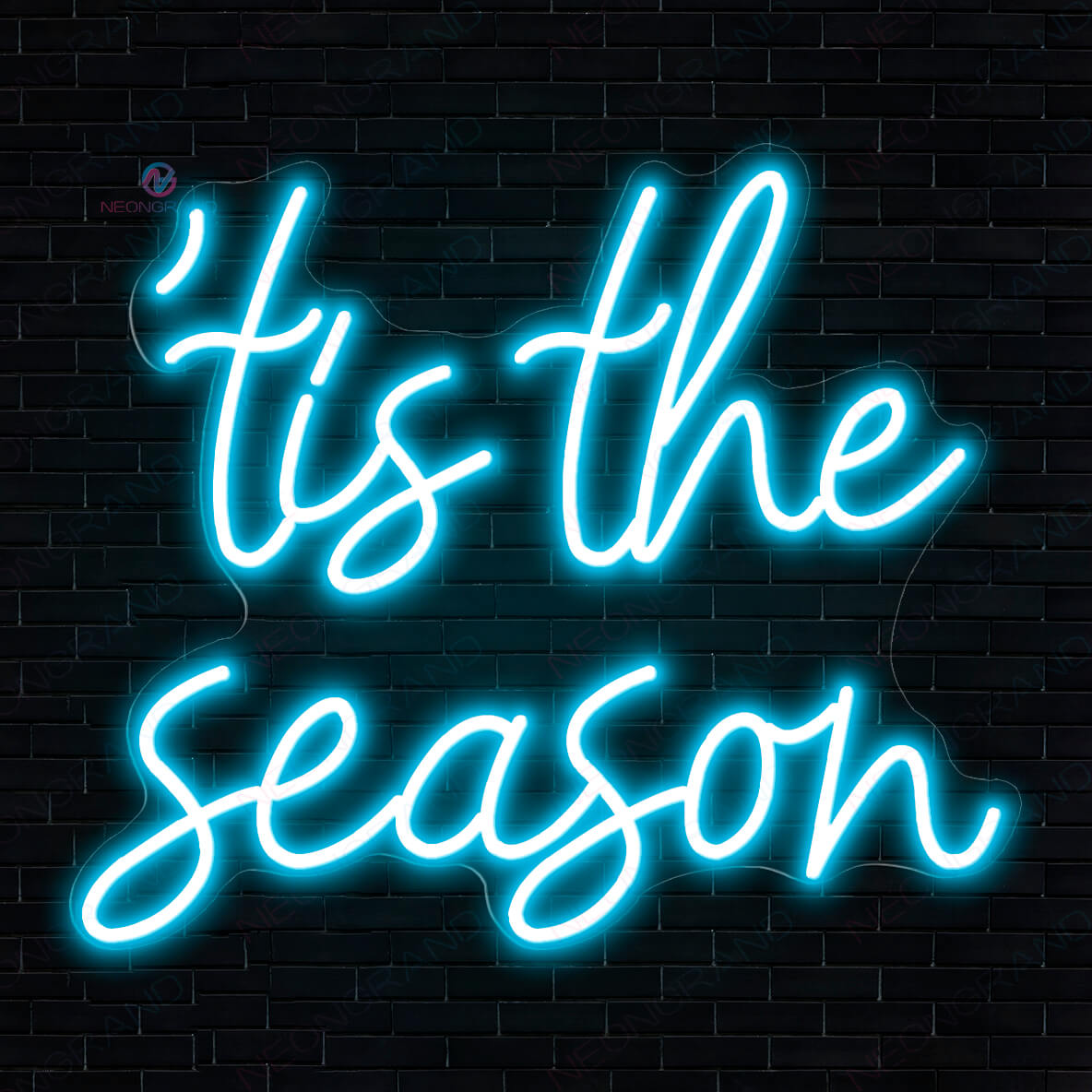Christmas Neon Sign Tis The Season Led Light light blue