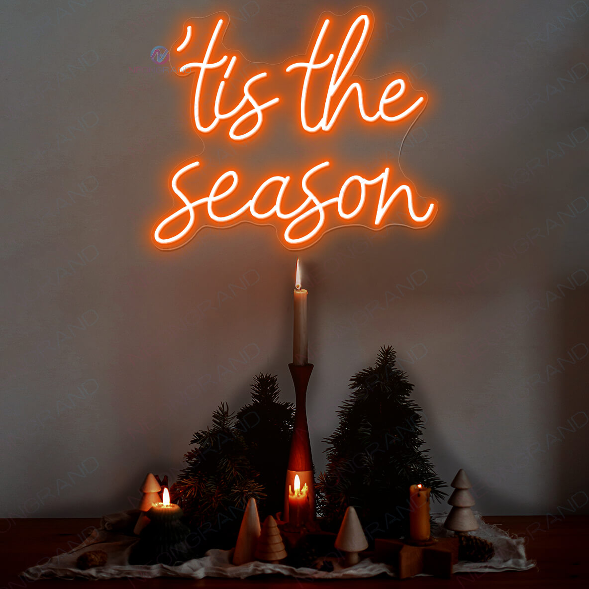 Christmas Neon Sign Tis The Season Led Light orange