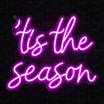 Christmas Neon Sign Tis The Season Led Light purple