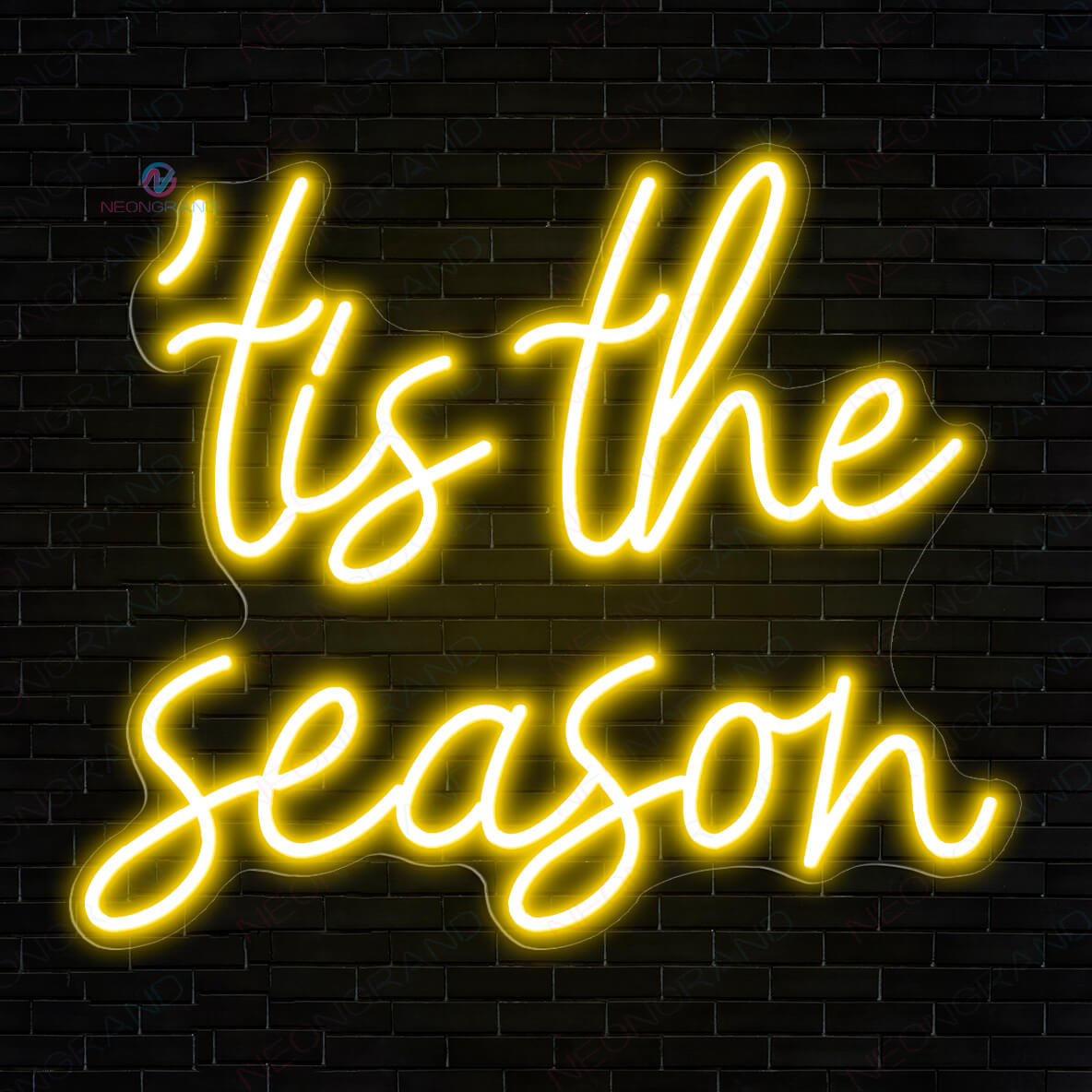 Christmas Neon Sign Tis The Season Led Light yellow