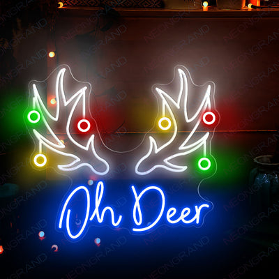 Christmas Neon Signs Oh Deer Led Light blue wm