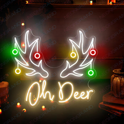 Christmas Neon Signs Oh Deer Led Light gold yellow wm