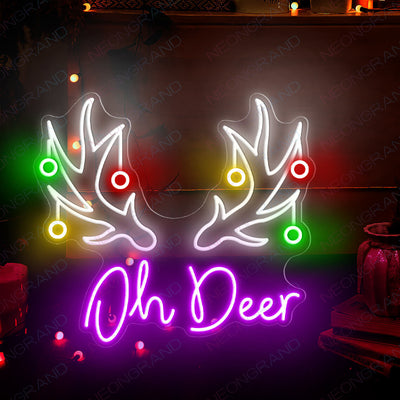 Christmas Neon Signs Oh Deer Led Light purple wm