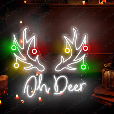 Christmas Neon Signs Oh Deer Led Light white wm
