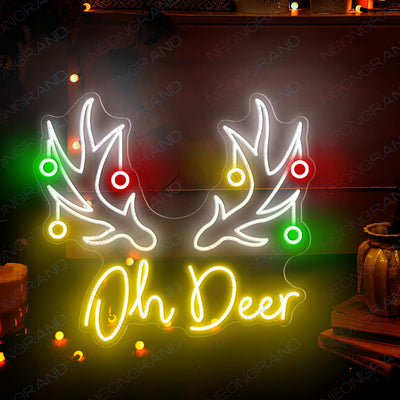 Christmas Neon Signs Oh Deer Led Light yellow wm