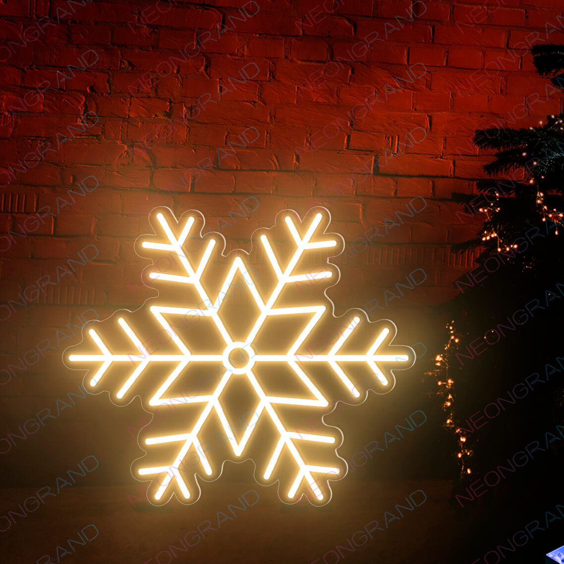 Christmas Neon Signs Snowflake Neon Sign Led Light gold yellow wm