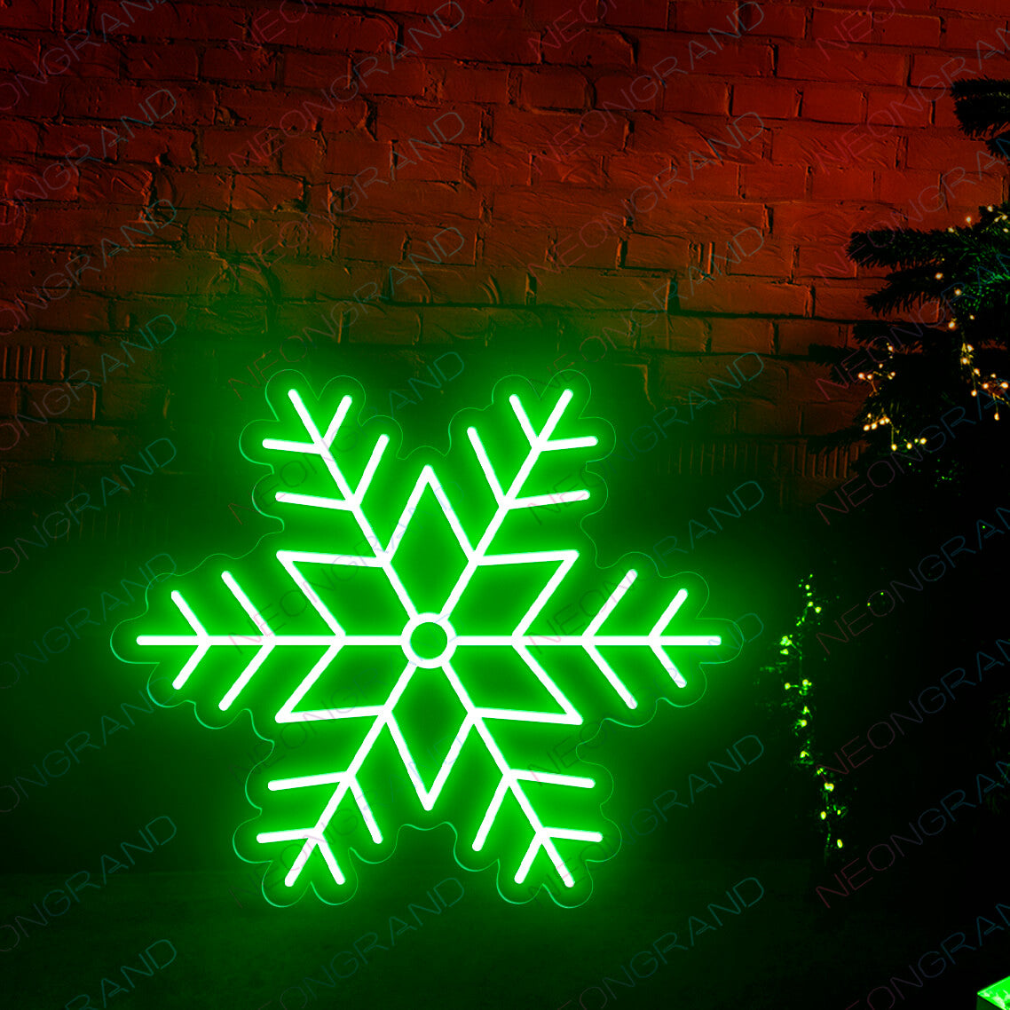 Christmas Neon Signs Snowflake Neon Sign Led Light green wm