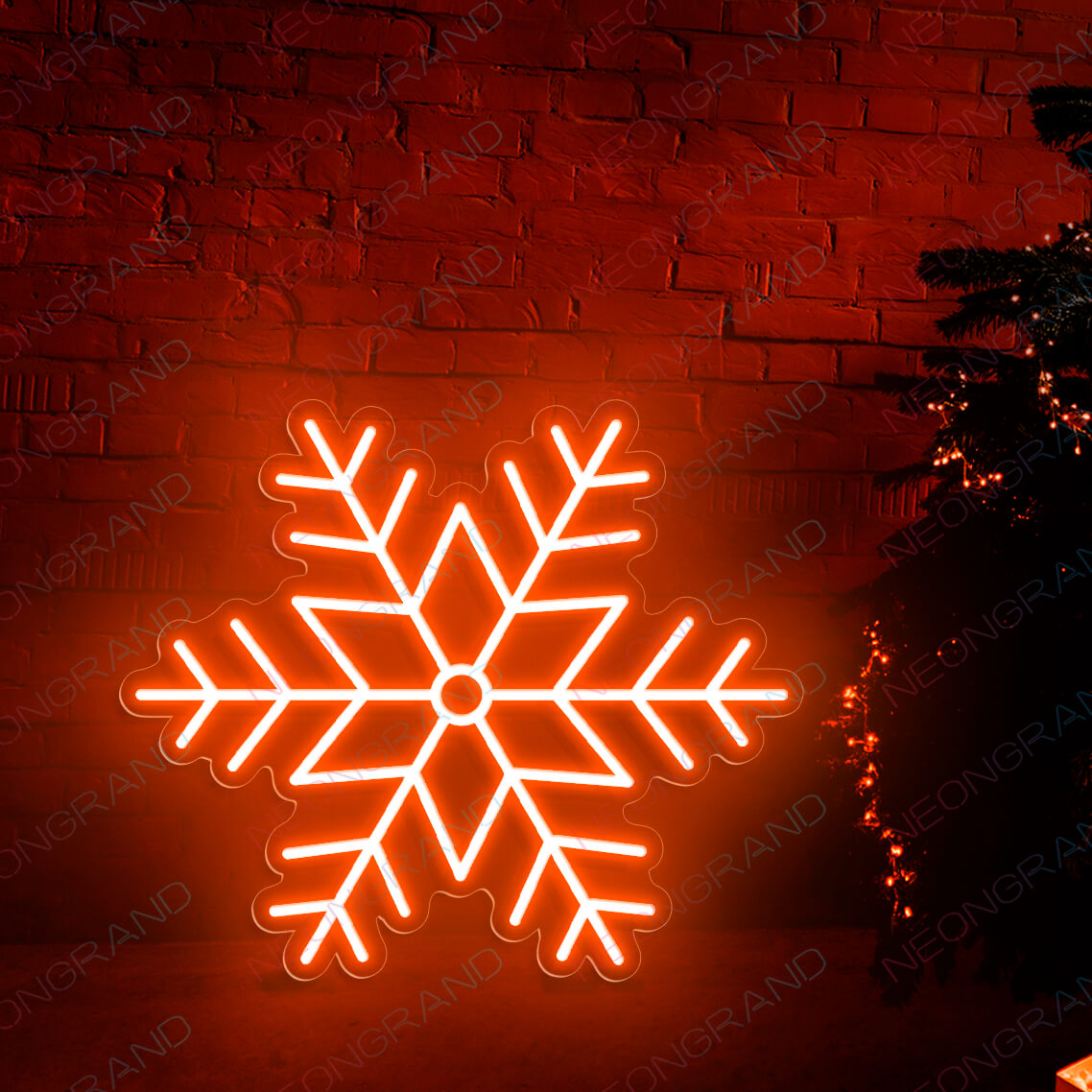 Christmas Neon Signs Snowflake Neon Sign Led Light orange wm