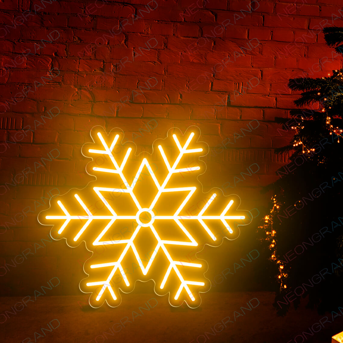 Christmas Neon Signs Snowflake Neon Sign Led Light orange yellow wm