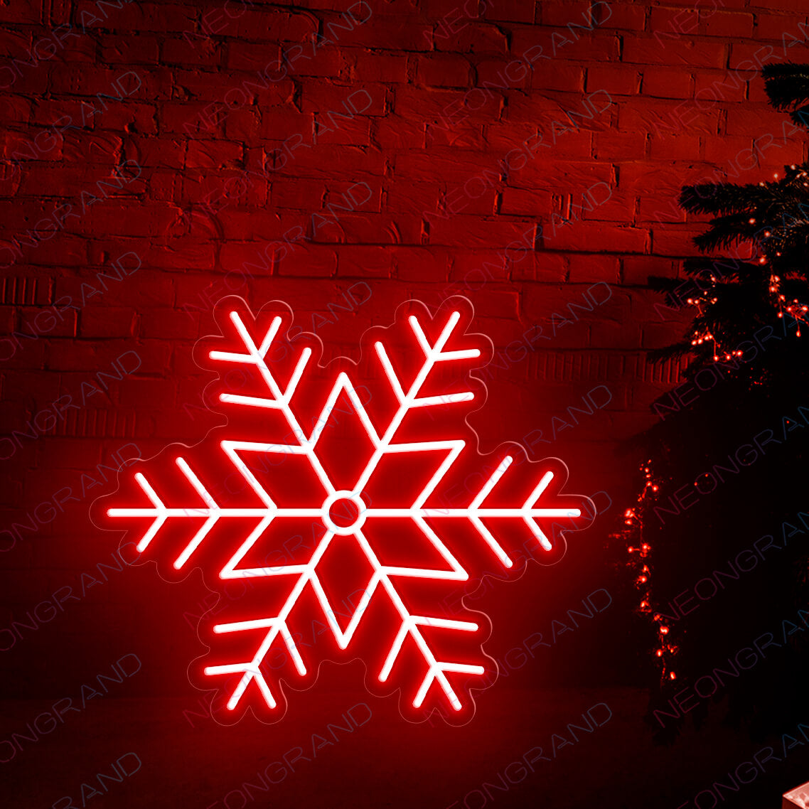 Christmas Neon Signs Snowflake Neon Sign Led Light red wm