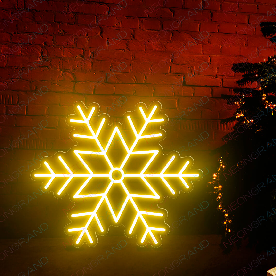 Christmas Neon Signs Snowflake Neon Sign Led Light yellow wm
