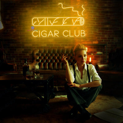 Cigar Neon Sign Cigar Club Business Led Light orange
