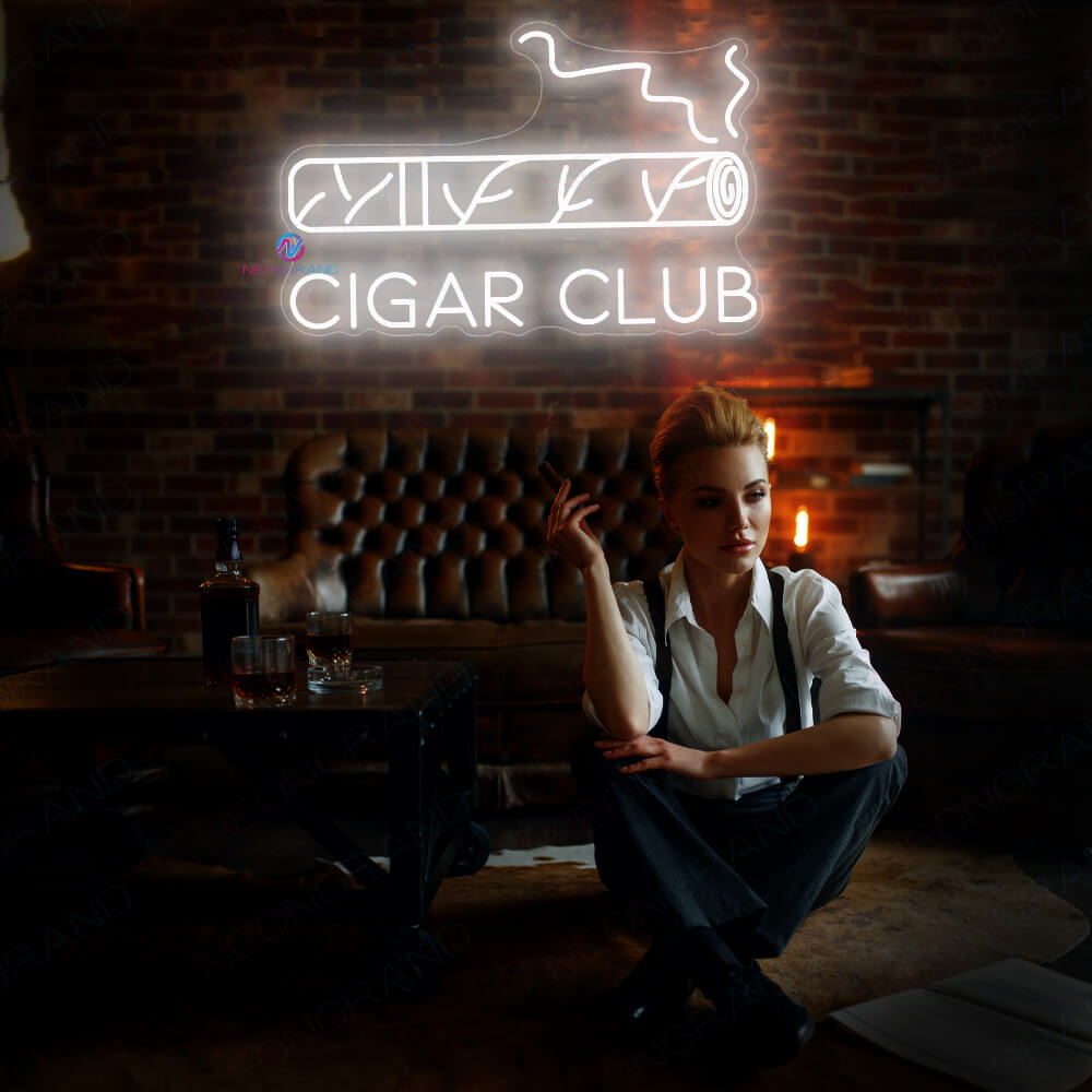 Cigar Neon Sign Cigar Club Business Led Light white