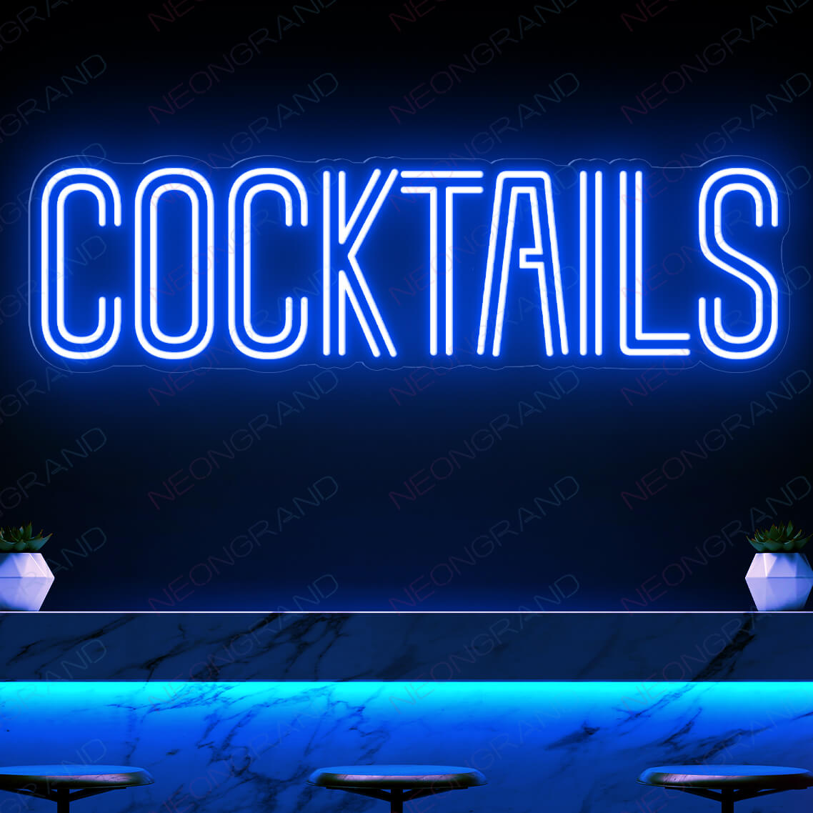 Cocktails Neon Sign Bar Led Light blue