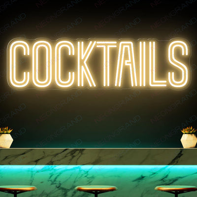 Cocktails Neon Sign Bar Led Light gold yellow