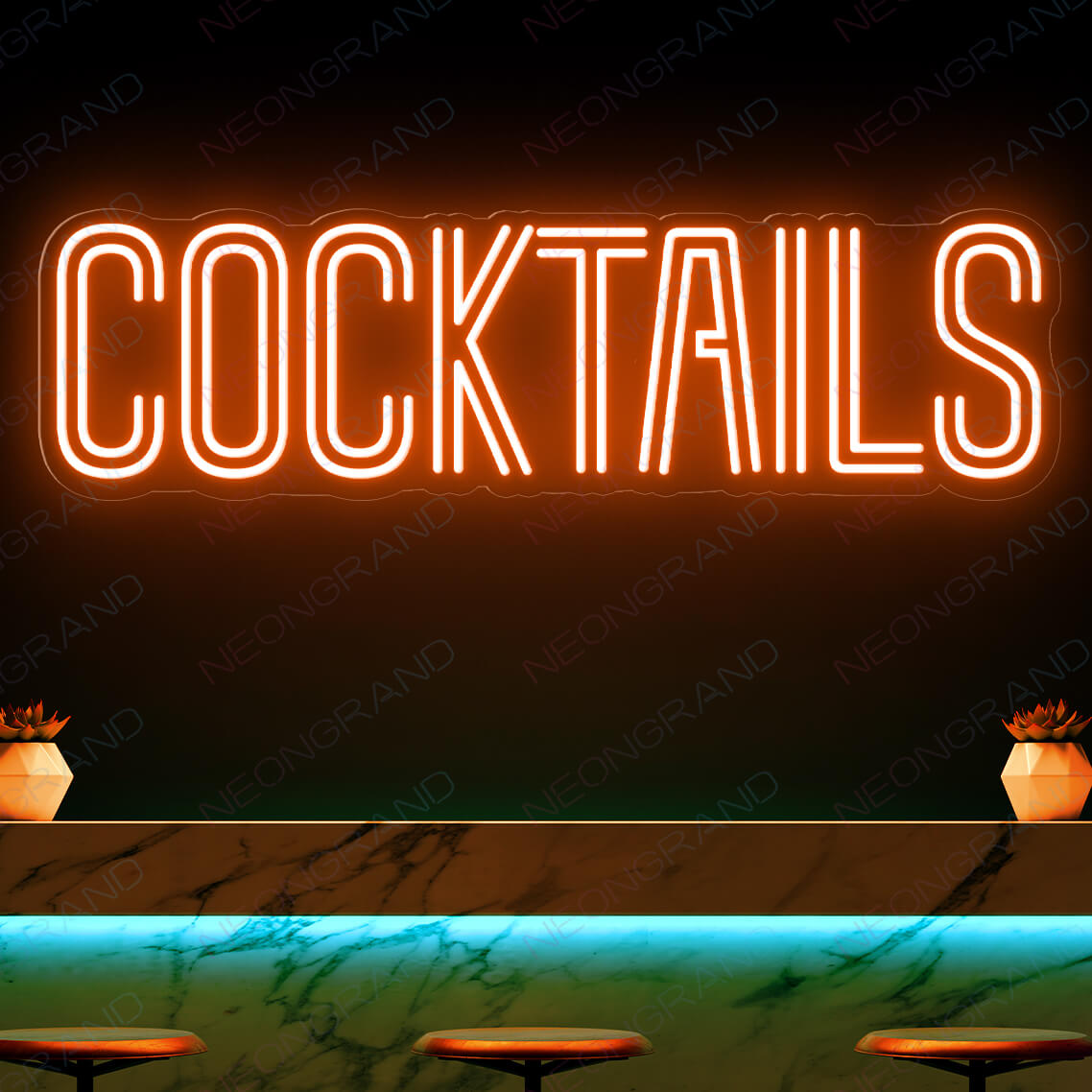 Cocktails Neon Sign Bar Led Light orange