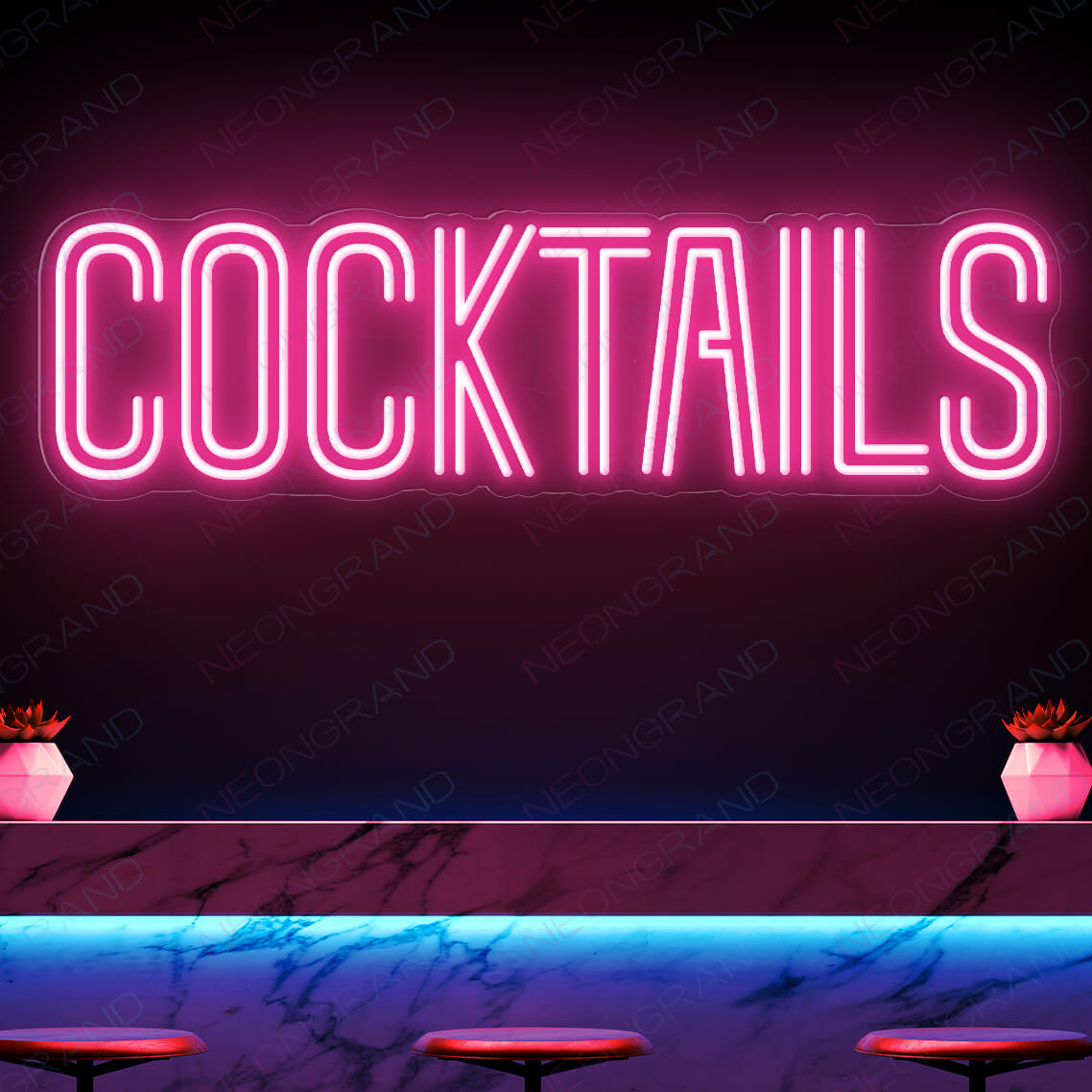 Cocktails Neon Sign Bar Led Light pink