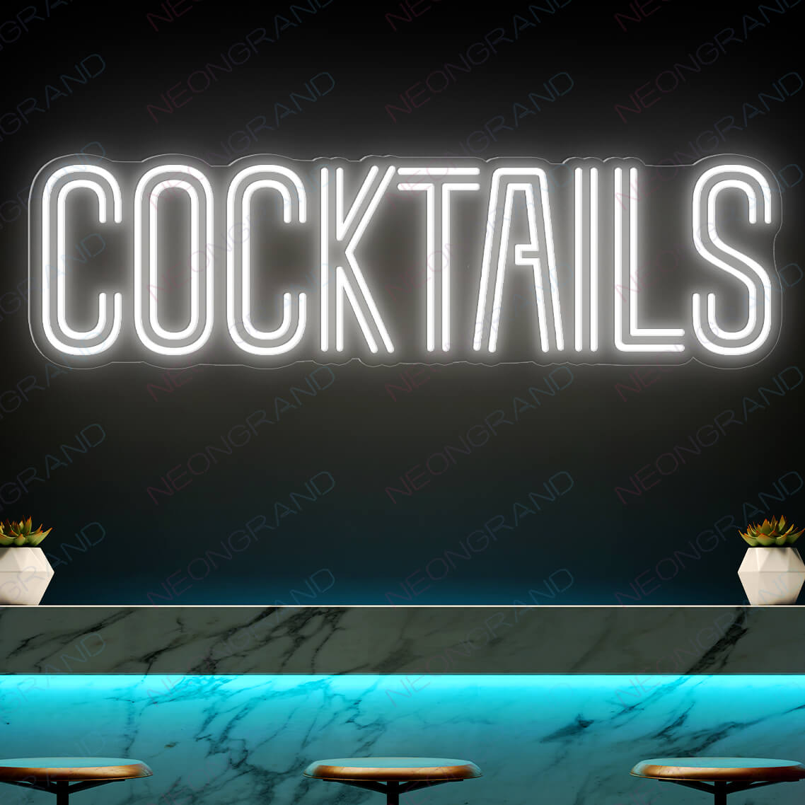 Cocktails Neon Sign Bar Led Light white