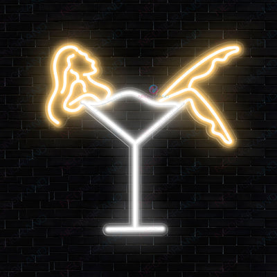 Cocktails Neon Sign Bar Martini Led Light gold yellow