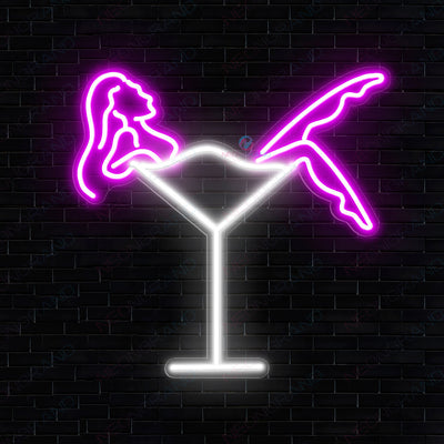 Cocktails Neon Sign Bar Martini Led Light purple