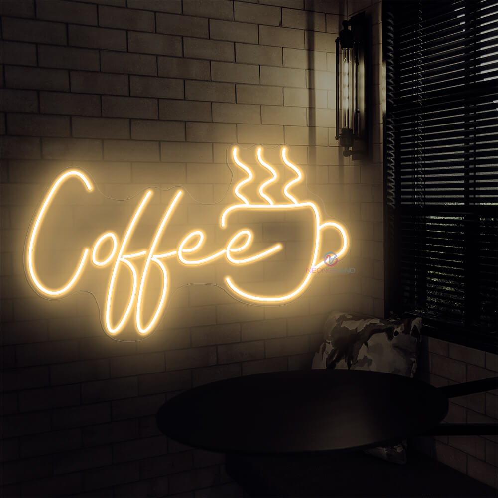 Coffee Neon Sign Neon Cafe Sign Led Light light yellow