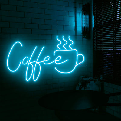 Coffee Neon Sign Neon Cafe Sign Led Light sky blue