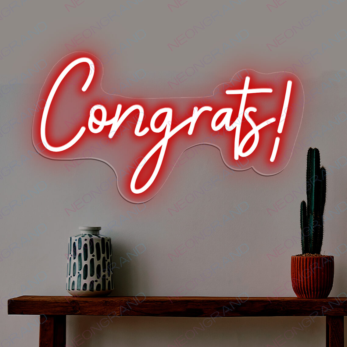 Congrats Neon Sign Congratulations Light Up Led Sign red