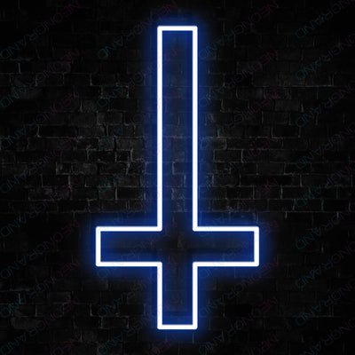 Cross Neon Sign Christian Jesus Church Led Light blue